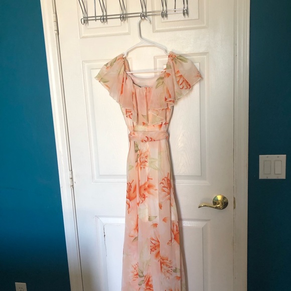 PETAL ROZ Blush Pink Off-the-Shoulder Flower Print Maxi Dress Size: S - Picture 4 of 13